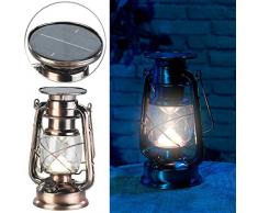 Lunartec Solar Tischleuchten: Ultra helle Solar-LED-Sturmlampe, 200 Lm, 3 W, warmweiß, Bronze (Solar-Laterne Camping)