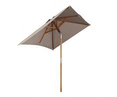 Sekey® 200 × 150 cm Holz-Sonnenschirm Marktschirm Gartenschirm Terrassenschirm Sonnenschutz UV50+ Taupe Rechteckig
