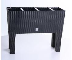 Blumentopf Blumenkasten mit Füßen Blumenkübel Rattan Bewässerung 4 Farben 2 Größen (800 anthrazit)