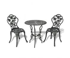 vidaXL Bistroset 3-TLG. Aluguss Grün Balkonset Sitzgruppe Gartenmöbel Garnitur