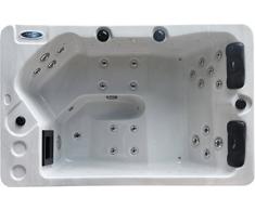 perfect-spa Whirlpool Cleveland Indoor / Outdoor Whirlpools Aussenwhirlpool Hot Tub Spa Außenwhirlpool Baboa Steuerung (Wanne SkyWhite, Außenverkleidung Schwarz)