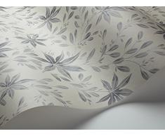 ECO Simplicity 3655 Vliestapete Blattranken Fächerahorn Tusche schwarzgrau auf zartgrau