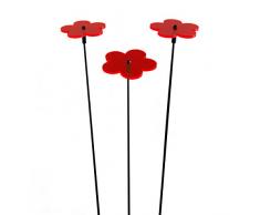 SUNPLAY Sonnenfänger-Blumen in ROT, 3 Stück zu je 5 cm Durchmesser im Set + 35 cm Schwingstäbe