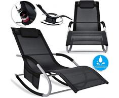KESSER® Sonnenliege Relaxliege Schwungliege | Gartenliege | Gartenstuhl | Klappstuhl faltbar | Liegestuhl | Schaukelsessel | ergonomische Relaxsessel | wetterfest | 150 kg Belastung |, Schwarz