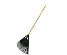 Fiskars Laubbesen, 27 Zinken, Breite 65 cm, Kunststoff-Zinken/Holz-Stiel, Schwarz/Holz, XL, Classic, 1001584