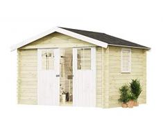 Alpholz Gartenhaus EVERE aus Fichten-Holz | Gerätehaus mit 19 mm Wandstärke | Garten Holzhaus inklusive Montagematerial & Dachpappe | Geräteschuppen Größe: 330 x 270cm | Satteldach