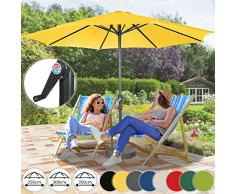 MIADOMODO Sonnenschirm in Ø 2,5m / Ø 3m / Ø 3,5m - aus Stahlrohr und Wasserabweisender Schirmbezug, mit Kurbel - Marktschirm, Gartenschirm, Terrassenschirm, Ampelschirm, Strandschirm, (Ø 3,5 m, Gelb)