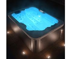 Tronitechnik Outdoor Whirlpool Spa LEVANZO weiß 195cm x 135cm mit Heizung, Hydromassage, Bluetooth und Farblichtherapie, Lieferumfang:inkl. Thermoabdeckung & Treppe