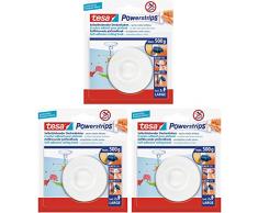 3er Pack tesa Deckenhaken mit Powerstrips, selbstklebend, wieder ablösbar, bis 0,5kg