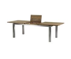 Diamond Garden Ausziehtisch Levanto aus Edelstahl, Teakholz-Tischplatte, 170/270x90x76,5 cm, Gartentisch für 10 Personen