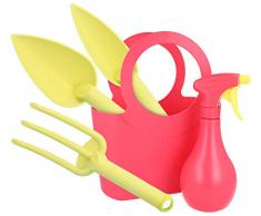 com-four® 5-teiliges Gartenwerkzeug-Set - Blumenschaufel, Pflanzenkelle, Blumengabel, Sprühflasche und Tragetasche (pink)