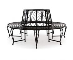 Deuba Baumbank Metall Ø 160cm Pulverbeschichtet Wetterfest Gartenbank Rundbank Parkbank Bank