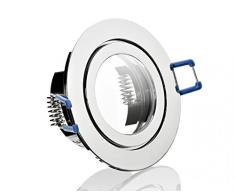 IP44 Feuchtraum Badezimmer Einbaurahmen Terrassenüberdachung Beleuchtung Chrom mit Klickverschluß Spritzwassergeschützt Unterbauleuchten Alu-Einbaurahmen Starr geeignet für MR16, GU10 LEDs 230V Hochvolt Halogen Niedervolt Halogen