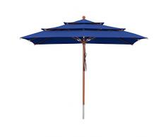 anndora Sonnenschirm 3-lagig 300 x 300 cm eckig Gartenschirm - Blau