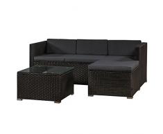 ArtLife Polyrattan Lounge Punta Cana M für 3-4 Personen mit Tisch in schwarz mit Bezügen in Dunkelgrau | Gartenmöbel Sitzgruppe