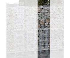 ESTEXO Gabionen-Säule 100 cm Höhe - feuerverzinkt - 4-Eck Säulengabione, Steinkorb,Gabione, Maschung, 10x5 cm