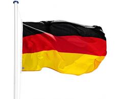 TecTake Aluminium Fahnenmast 6,25 m mit Fahne + Bodenhülse + Seilzug (Deutschland | Nr. 402125)