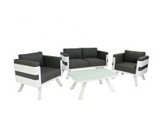greemotion Alu Lounge-Set St. Tropez, 4-teilig, Gartenmöbel-Set aus Aluminium inkl. Kissen, Design Sitzgruppe für Indoor & Outdoor, weiß/grau