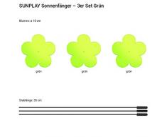 SUNPLAY Sonnenfänger Blumen in GRÜN, 3 Stück je 10 cm Durchmesser im Set + 35 cm Schwingstäbe