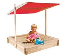 TrendLine Holz-Sandkasten mit Dach 120x120x17,5 cm Sandkiste Sandbox Kinder
