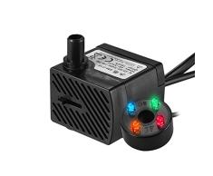 Decdeal Aquarium Tauchpumpe Wasserpumpe Förderpumpe mit 4 LED Licht, Saugnäpfen 2.5W