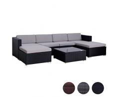 SVITA Lugano Poly Rattan Lounge Garten-Set XXL Sofa-Set Garnitur Gartenmöbel Couch-Set (XXL, Schwarz)
