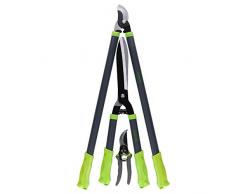 Kinzo Gartenscheren 3er Set | Bypass Astschere 67cm, Heckenschere 52cm, Bypass Rebschere 19cm | Perfekt für Formschnitte an Hecken,Bäumen, Büschen und Sträuchern