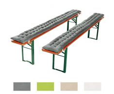 REDBEST Bierbank-Auflage, Sitzauflage Bierzeltgarnitur gepolstert 2er- Pack grau Größe 25x220 cm - strapazierstark und langlebig, bequemer Sitzkomfort, mit elastischen Bändern