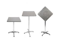 Mojawo Bistro Stehtisch Terrassentisch 60x60cm H70/110cm Aluminium Balkontisch Gartentisch Bistrotisch Klapptisch höhenverstellbar