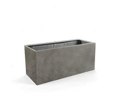 Luca Lifestyle Pflanzkasten Grigio Box Grau Rechteckig Fiberglas - 60x20x20 cm - F199