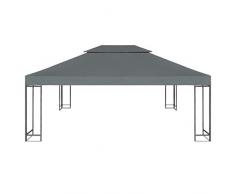 vidaXL Pavillon Ersatzdach 310 g/m² 4x3 m Anthrazit Abdeckung Partyzelt Plane