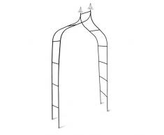 Relaxdays Rosenbogen Metall, wetterfest, romantischer Rankenbogen, Deko-Spitzen, HxBxT 255 x 140 x 38 cm, dunkelgrün