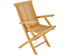 FineHome Teakholz Klappsessel Gartenstuhl mit Armlehne Klappstuhl nachhaltig bewirtschafteten Plantagenanbau