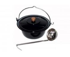 troph-e-shop Set Gulaschkessel Gulaschtopf 10 Liter Emaille + Deckel + Schöpflöffel Hordentopf Suppentopf