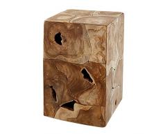 Invicta Interior Massiver Beistelltisch Square 30cm Teakholz Würfel Sitzhocker Wohnzimmertisch Tisch Hocker Holzhocker