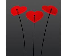SUNPLAY Sonnenfänger Herzen in ROT, 3 Stück je 5 cm Durchmesser im Set + 35 cm Schwingstäbe