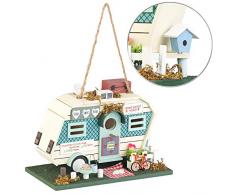 Royal Gardineer Vogelhäuschen: Nistkasten in Wohnwagen-Optik aus Holz, mit farbenfrohen Details (Vogelhäuser)