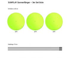 SUNPLAY Sonnenfänger-Scheiben in GRÜN, 3 Stück je 20 cm Durchmesser im Set + 70 cm Schwingstäbe