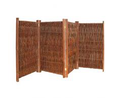 Gartenpirat Weiden-Paravent Raumteiler 4-teilig 240x180 cm (LxH) aus Holz + Weide geflochten