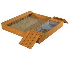 GASPO Sandkasten mit Matschfach Oswald Sandkiste aus Holz, B 125 x T 121 x H 17,5 cm ideal für den Garten