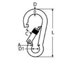 Karabinerhaken rostfreier Edelstahl V4A 4x40mm mit Sicherheitsmutter