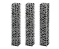 Tidyard 3X Steingabione/Steinkorb/Gabione, aus Verzinktem Stahl, 25 x 25 x 150 cm (L x B x H) (3 Stück)