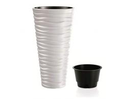 rg-vertrieb Blumenkübel Pflanztopf Blumentopf Pflanzkübel 3D Effekt Welle Design mit Einsatz 75cm weiß