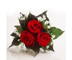 Rosemarie Schulz Blumenversand Blumenstrauß mit exklusiven, konservierten langhaltenden Rosen Brautstrauß für Hochzeit und Heirat GmbH Heidelberg (3 Rosen, Rot)