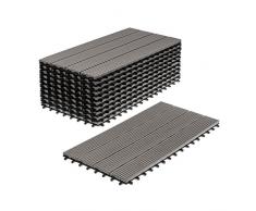 WPC Holz Kunststoff Fliesen Terrassenfliesen Klickfliesen Balkonfliesen 11 Stück (30x60 cm Standard, grau)