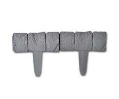 Festnight Kunststoff Gartenzaun Rasenkante Beeteinfassung Beetumrandung L?nge von 10 m Grau Steinoptik 41 tlg.