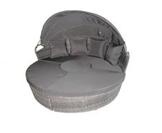 Vamundo Garten Lounge - Sitzinsel - teilbar - 4-teilig inkl. Auflagen und Kissen, Poly-Rattan grau