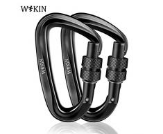 Wekin 1200 KG Hochleistungs Karabiner D-Ring, der Carabiner Clip Haken Keychain für die Hängematte (ScrewgateBlack)