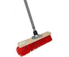 BawiTec Straßenbesen 40cm mit Teleskopstiel bis 200cm Elaston rot Kehrbesen Stiel