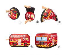 deAO Faltbares Spielzelt für Kinder im Feuerwehrauto-Design.Großartiges Geschenk für den Innen- und Außenbereich. Ideal für Mädchen& Jungen im Alter von 3, 4, 5 Jahren.